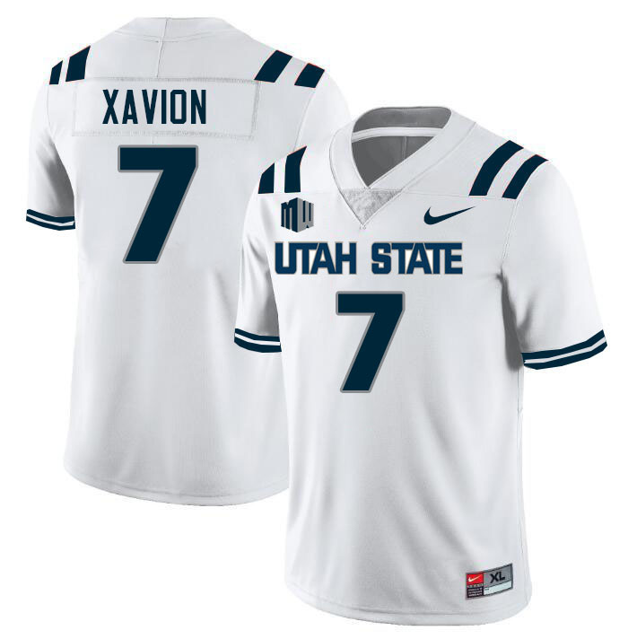 Utah State Aggies #7 Xavion Steele College Football Jerseys Stitched Sale-White